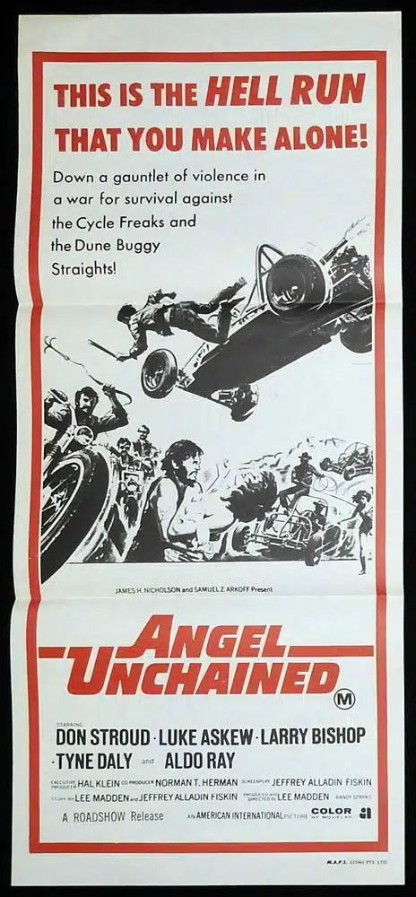 ANGELS UNCHAINED Original Daybill Movie poster Don Stroud Tyne Daly Biker