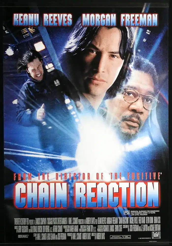 CHAIN REACTION Original One Sheet Movie Poster Keanu Reeves Morgan Freeman Rachel Weisz