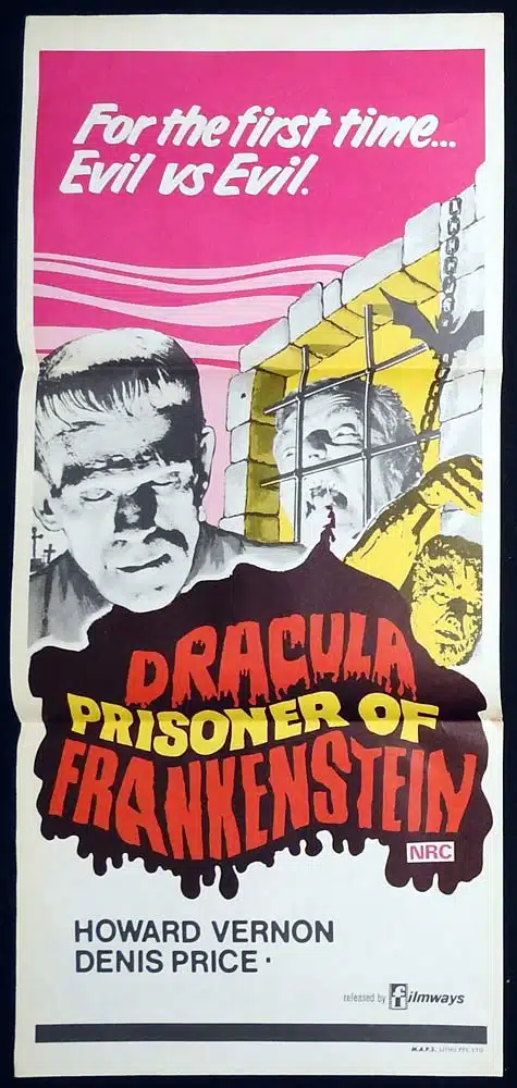DRACULA PRISONER OF FRANKENSTEIN Original Daybill Movie Poster Dennis Price Horror