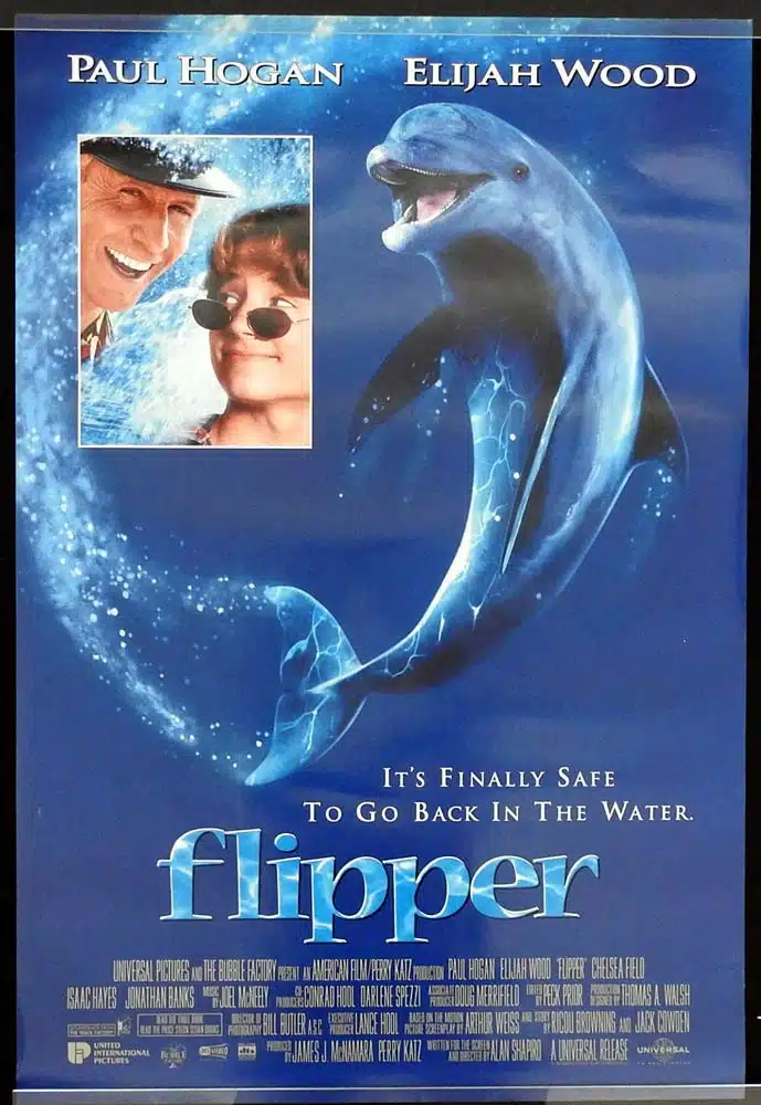 FLIPPER Original DS US One Sheet Movie Poster Paul Hogan Elijah Wood Dolphin