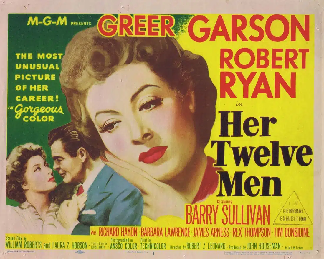 HER TWELVE MEN Original Title Lobby Card Greer Garson Robert Ryan