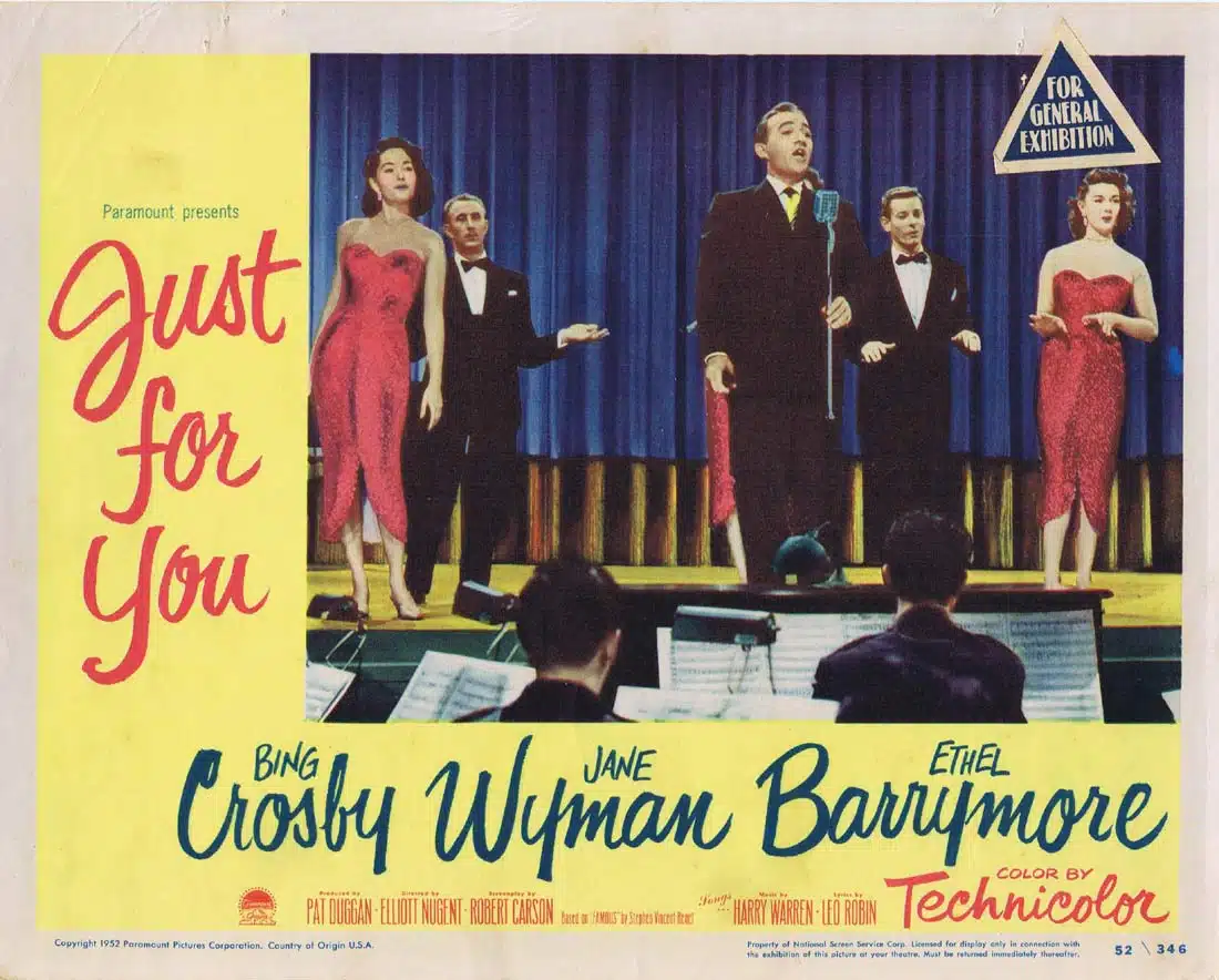 JUST FOR YOU Original Lobby Card 2 Bing Crosby Jane Wyman
