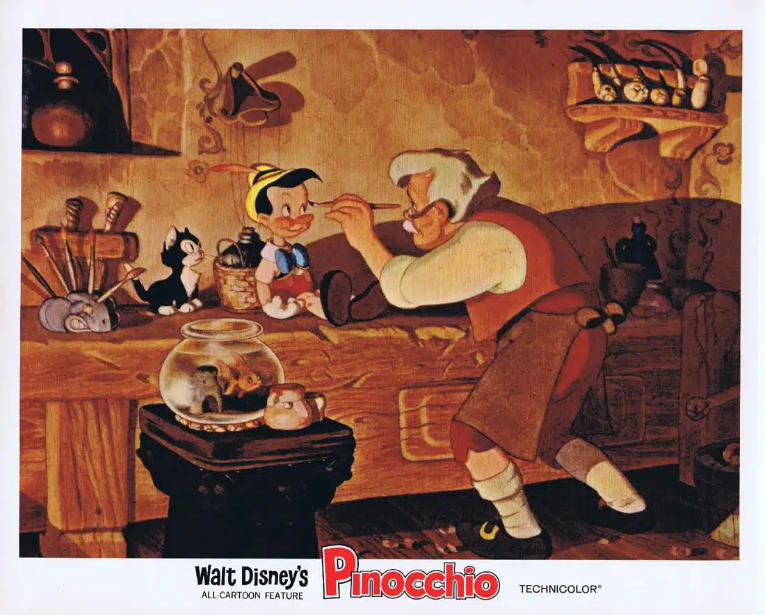 PINOCCHIO Original 1978r Lobby Card 3 Cliff Edwards Disney Classic
