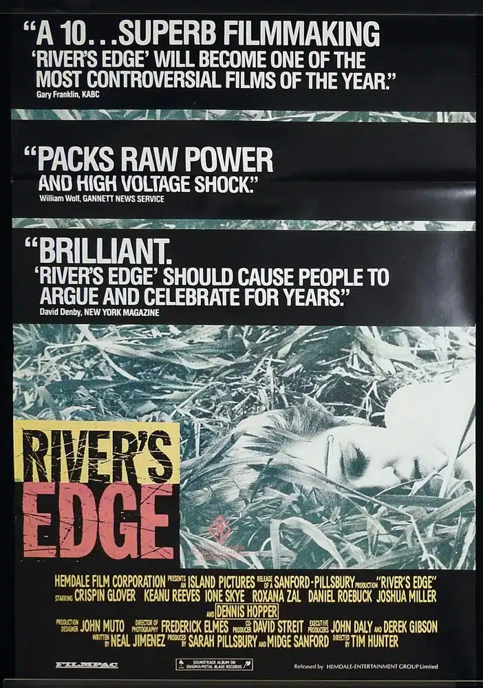 RIVERS EDGE Original One Sheet Movie Poster Crispin Glover Keanu Reeves