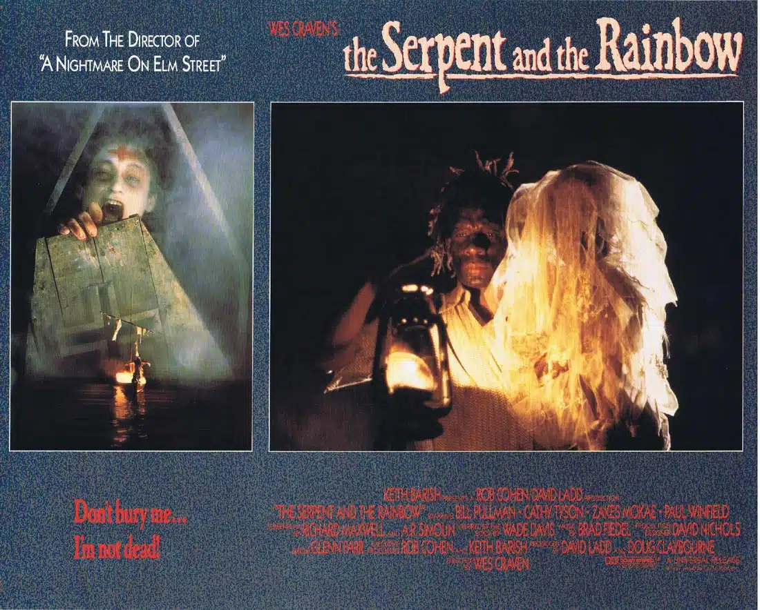 THE SERPENT AND THE RAINBOW Original Lobby Card 1 Wes Craven Bill Pullman Zombie Horror