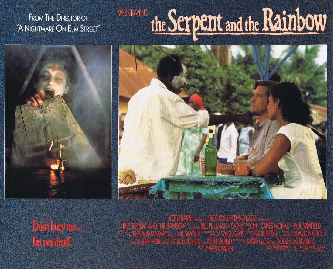 THE SERPENT AND THE RAINBOW Original Lobby Card 2 Wes Craven Bill Pullman Zombie Horror
