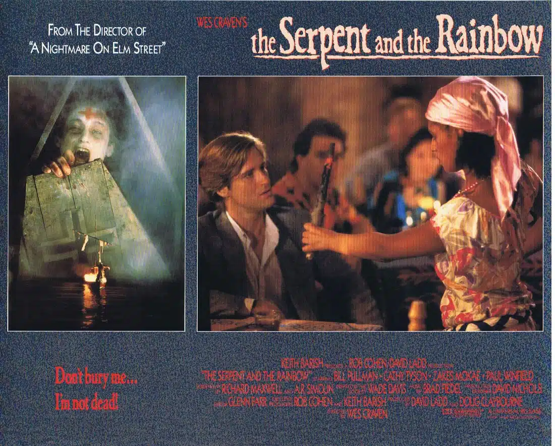 THE SERPENT AND THE RAINBOW Original Lobby Card 7 Wes Craven Bill Pullman Zombie Horror