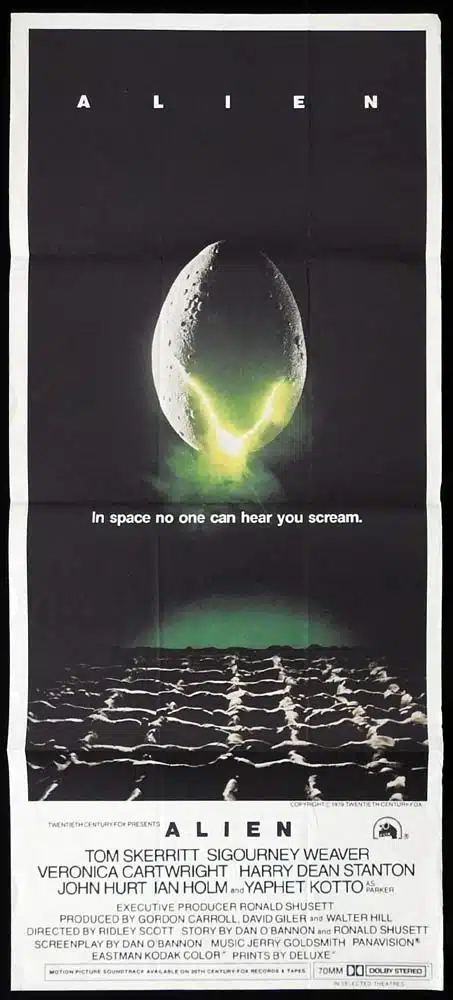 ALIEN Original Daybill Movie Poster Tom Skerritt Sigourney Weaver Veronica Cartwright