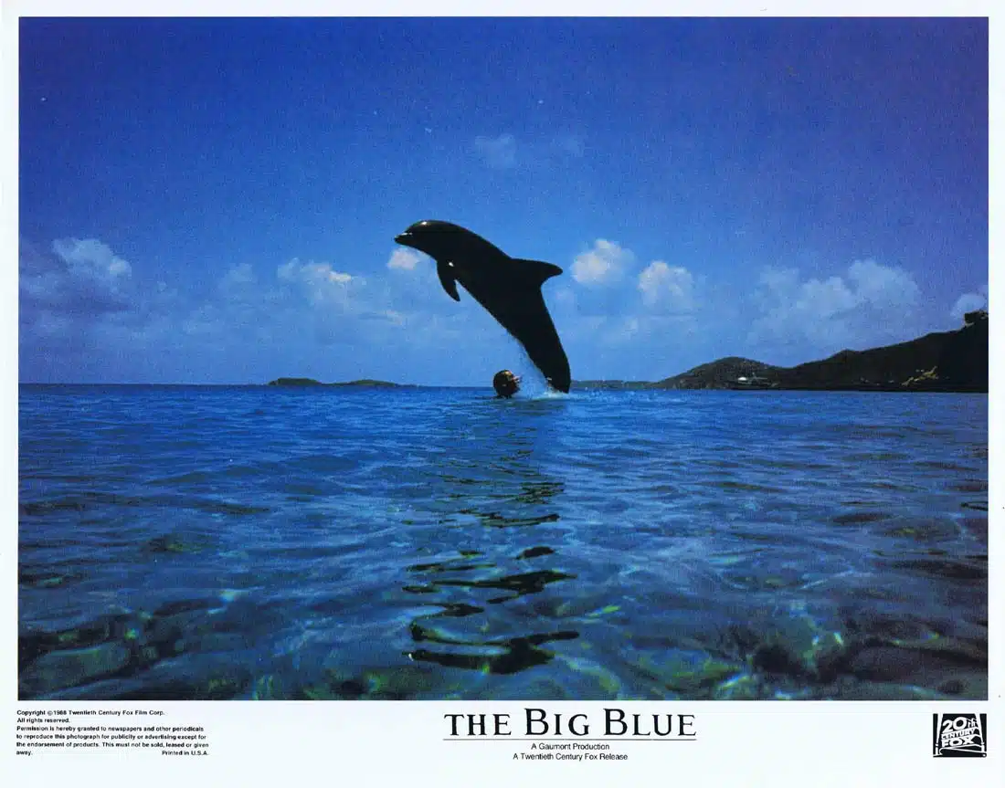 THE BIG BLUE Original Lobby Card 1 Luc Besson Robert Garland Scuba Diving Whale