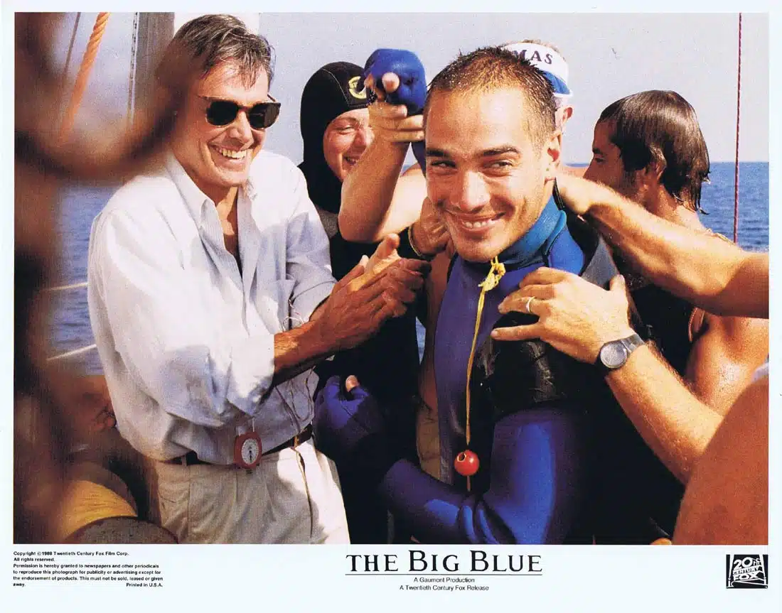 THE BIG BLUE Original Lobby Card 2 Luc Besson Robert Garland Scuba Diving Whale