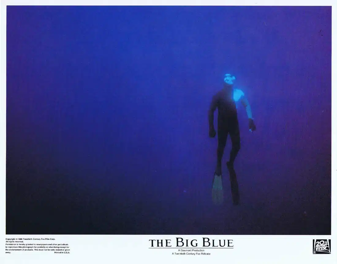 THE BIG BLUE Original Lobby Card 3 Luc Besson Robert Garland Scuba Diving Whale