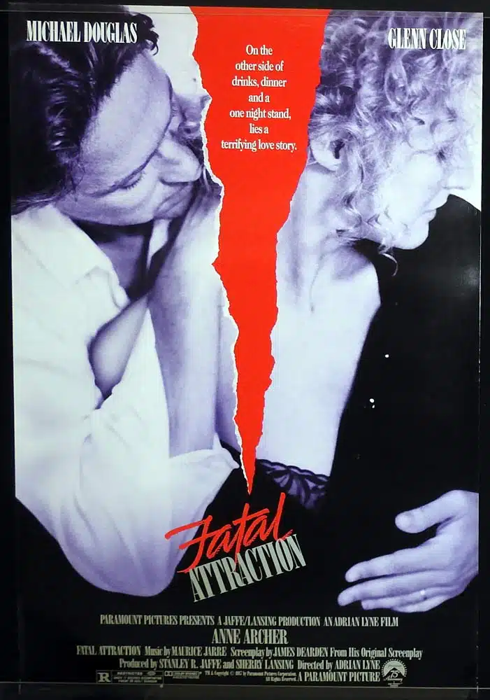 FATAL ATTRACTION Original Rolled One sheet Movie poster Michael Douglas Glenn Close Anne Archer