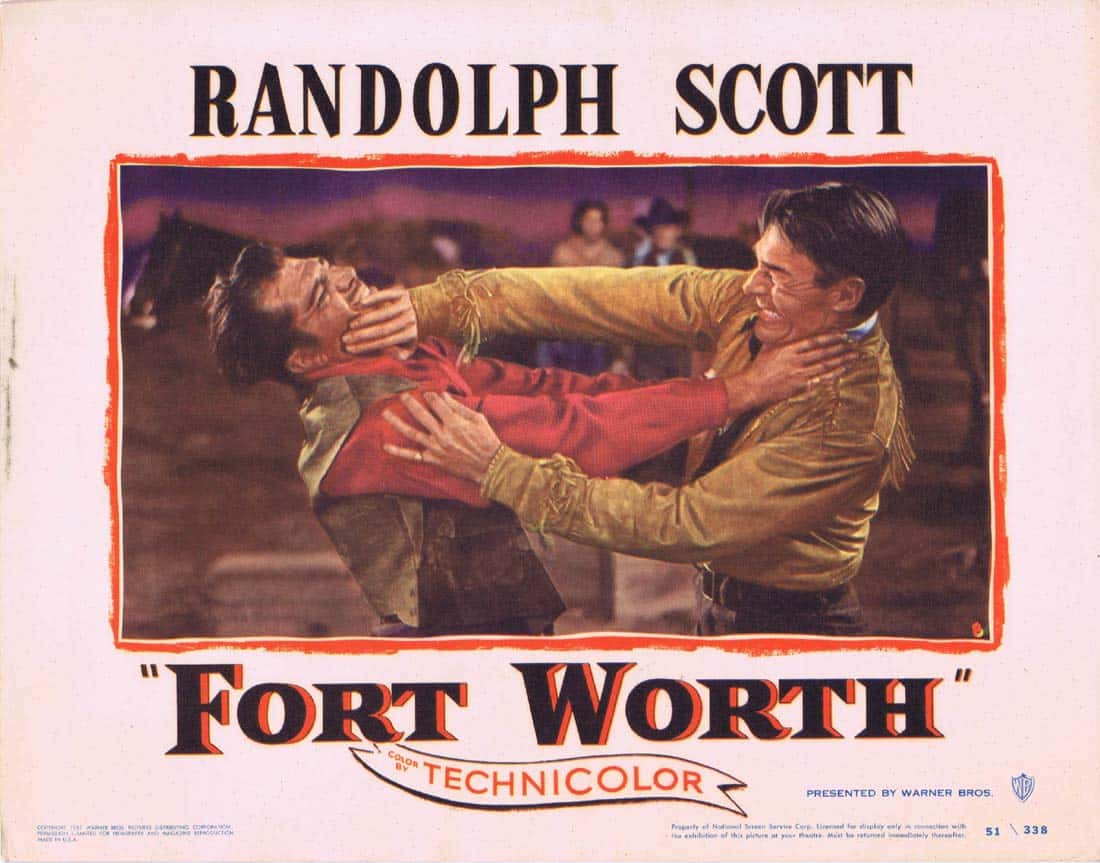 FORT WORTH Original Lobby Card 8 Randolph Scott Western - Moviemem Original  Movie Posters