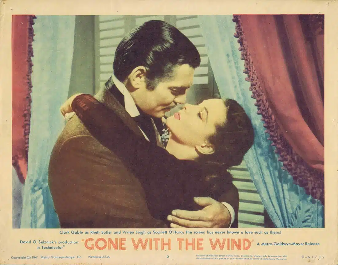 GONE WITH THE WIND Original 1961r Lobby Card 2 Clark Gable Vivien Leigh