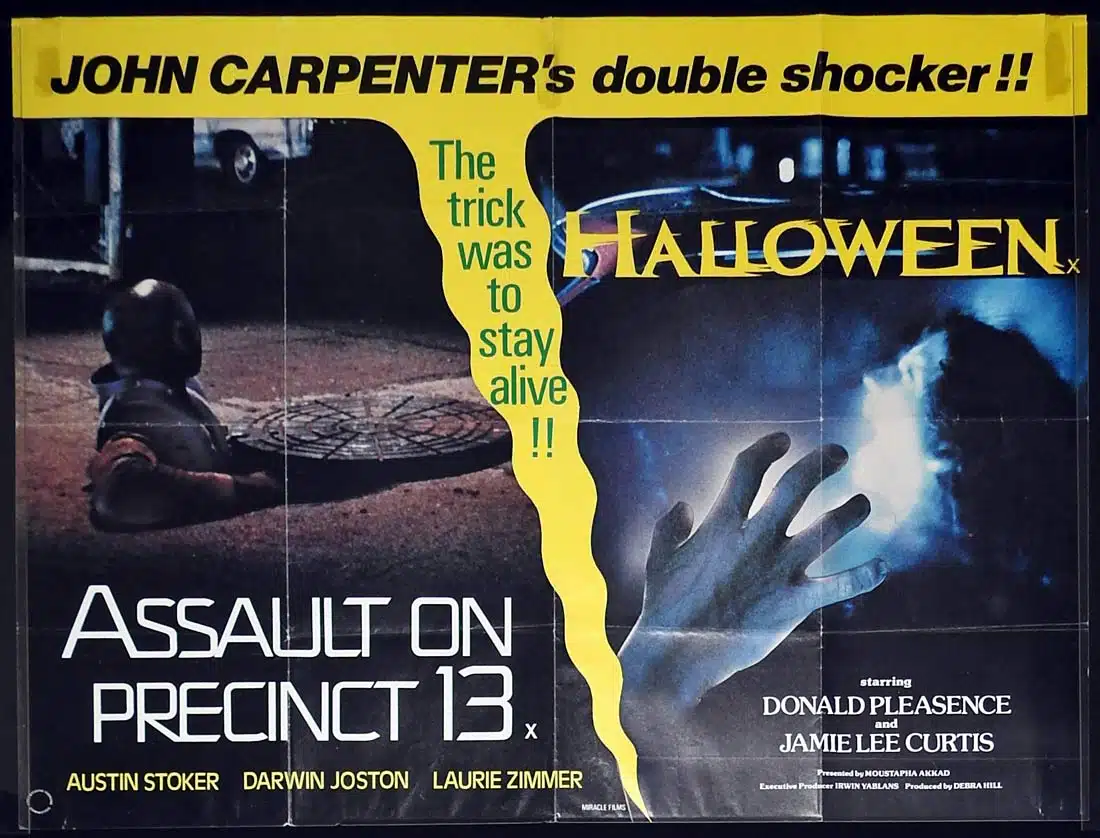 HALLOWEEN and ASSAULT ON PRECINCT 13 Original Double Bill British Quad movie poster