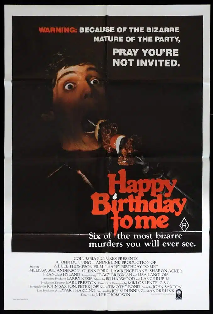 HAPPY BIRTHDAY TO ME Original One sheet Movie poster Melissa Sue Anderson Horror Slasher