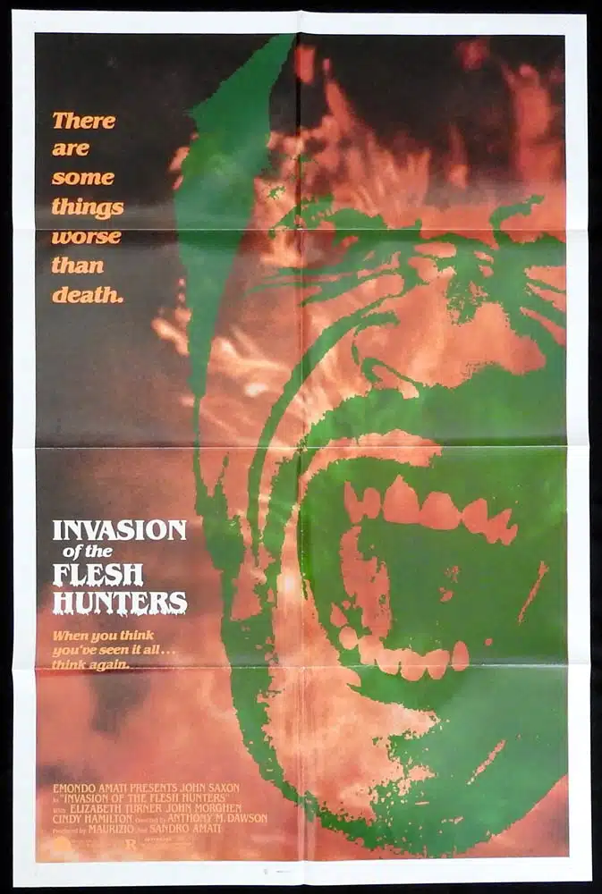 INVASION OF THE FLESH HUNTERS Original 1983r One sheet Movie poster Cannibal Apocalypse