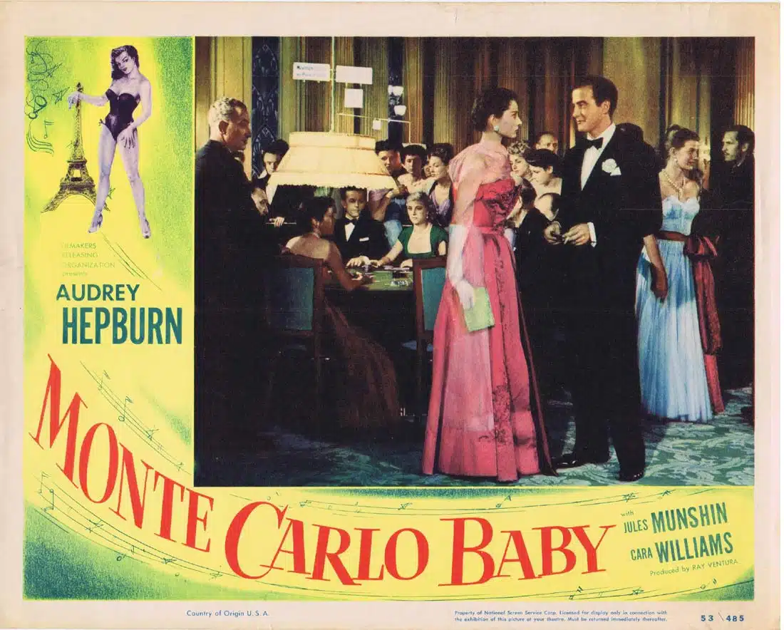 MONTE CARLO BABY Original Lobby Card 2 Audrey Hepburn