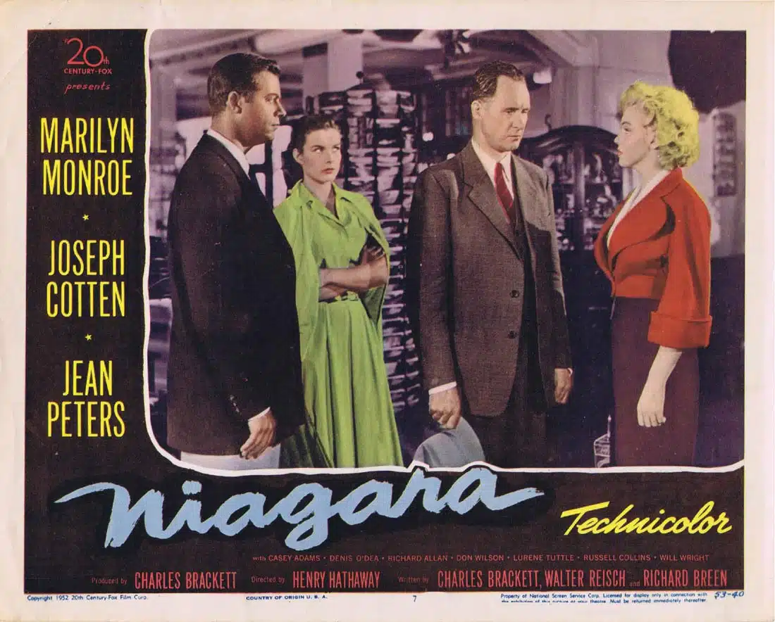 NIAGARA Original Lobby card 7 Marilyn Monroe Joseph Cotten