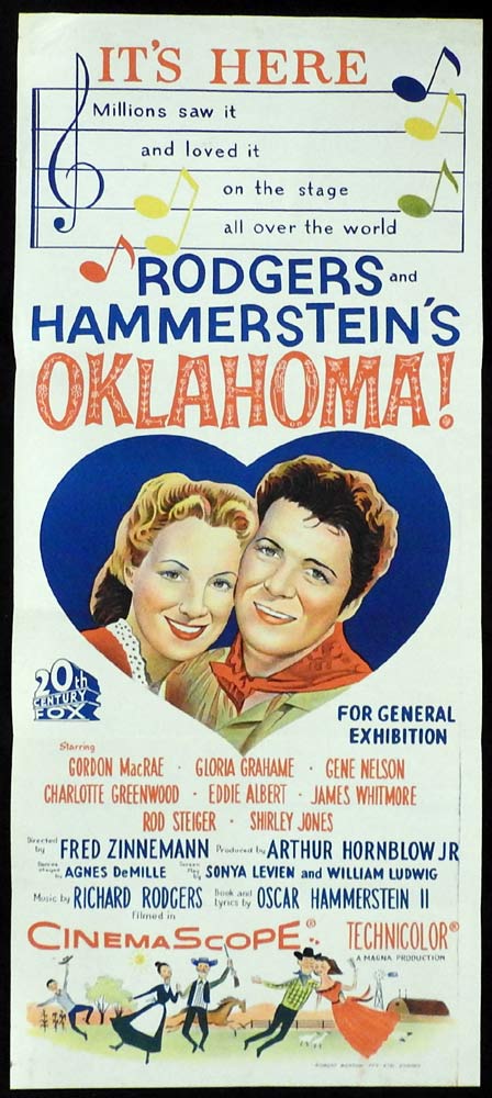 OKLAHOMA Original 1961r daybill Movie Poster Gordon MacRae Shirley Jones Gloria Grahame