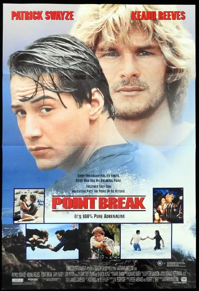 POINT BREAK Original One sheet Movie poster Patrick Swayze Keanu Reeves Gary Busey