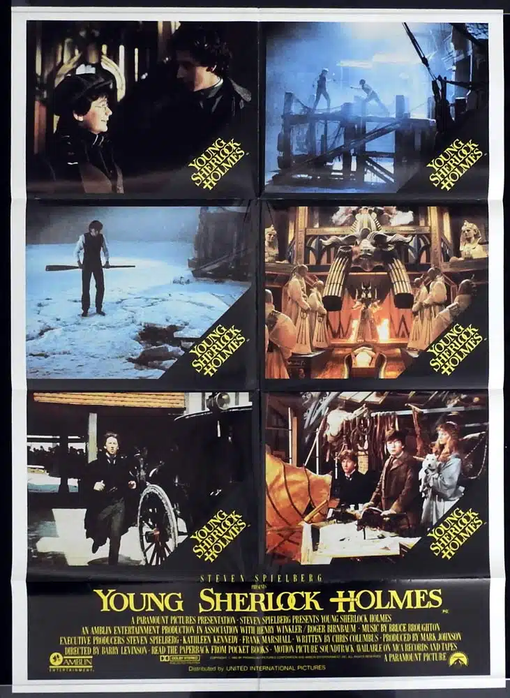 YOUNG SHERLOCK HOLMES Original Photo sheet Movie poster Nicholas Rowe Alan Cox Anthony Higgins