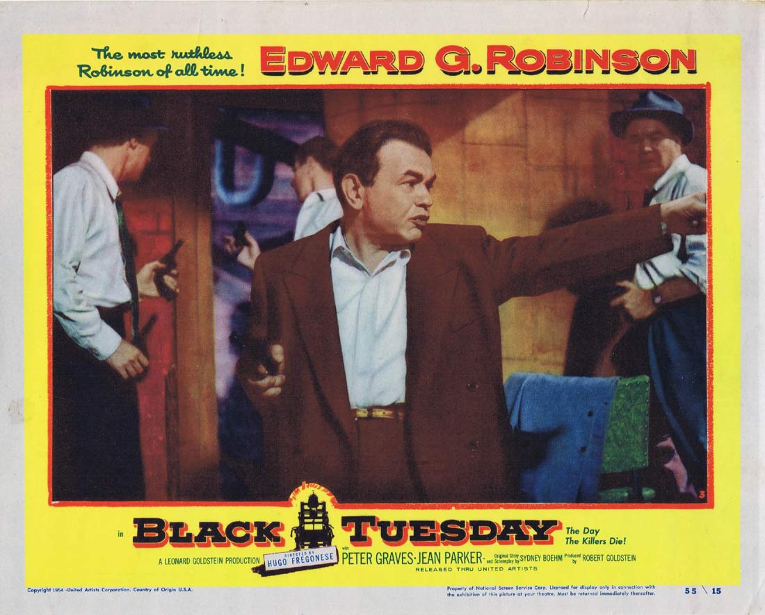 BLACK TUESDAY Lobby Card 3 Edward G. Robinson Peter Graves Film Noir