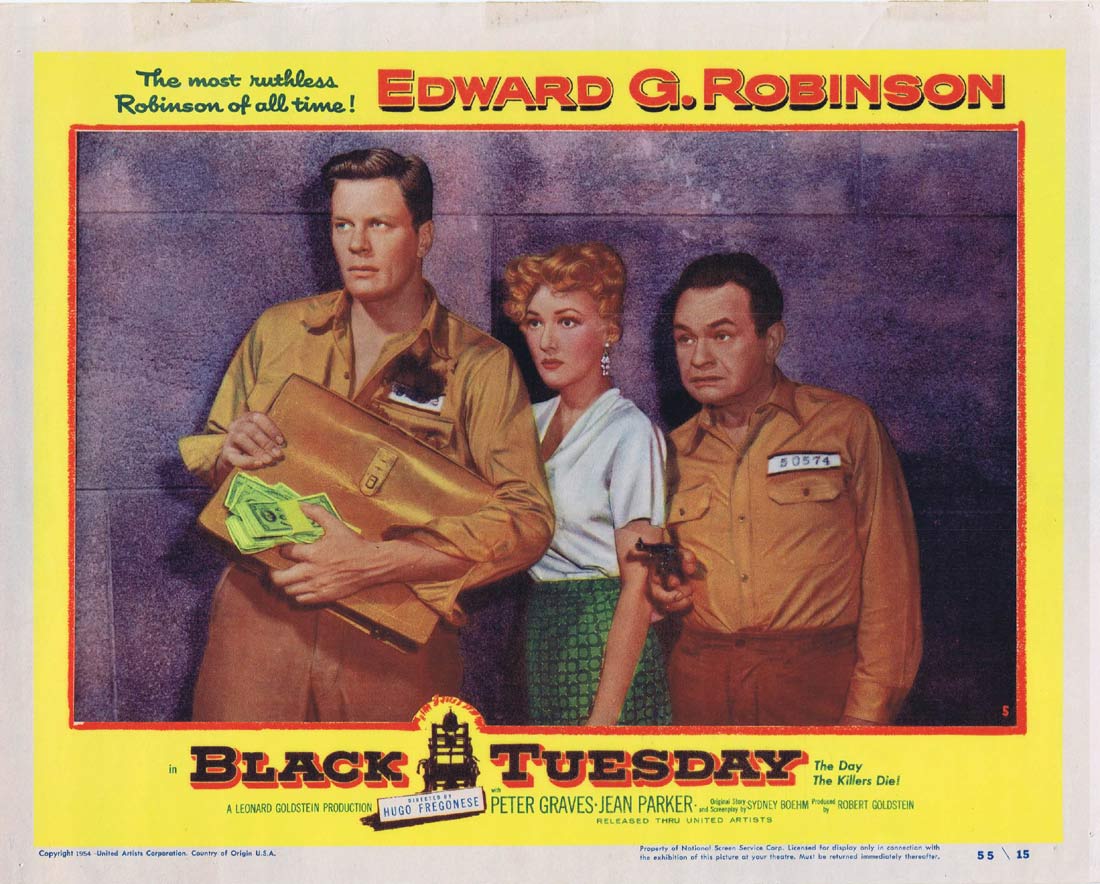BLACK TUESDAY Lobby Card 5 Edward G. Robinson Peter Graves Film Noir