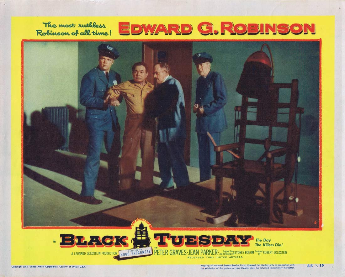 BLACK TUESDAY Lobby Card 6 Edward G. Robinson Peter Graves Film Noir