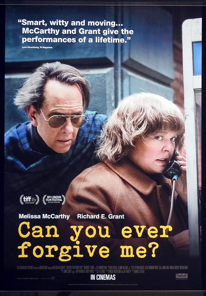 CAN YOU EVER FORGIVE ME Original US Rolled One sheet Movie poster Melissa McCarthy Richard E. Grant