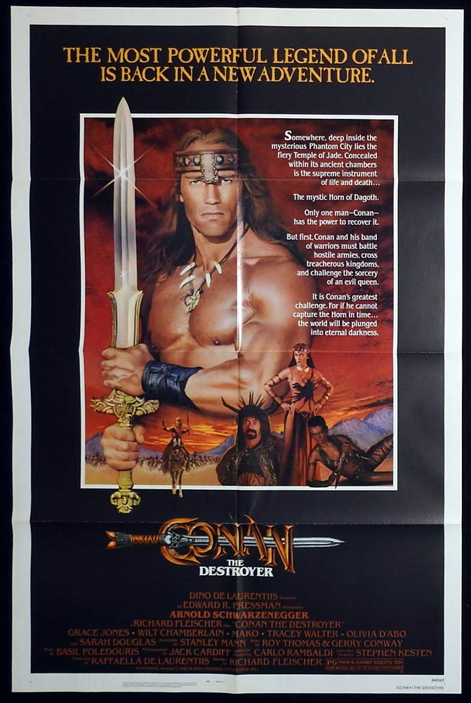 CONAN THE DESTROYER Original US One sheet Movie poster Arnold Schwarzenegger