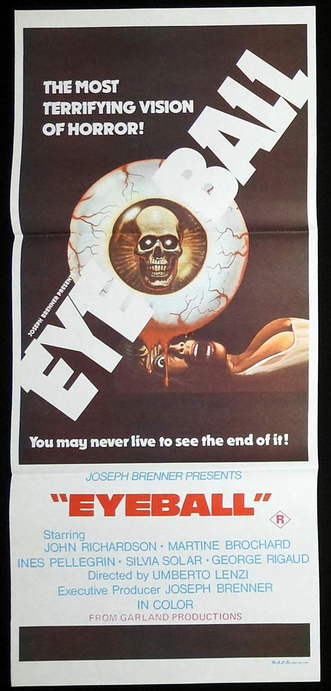 EYEBALL Original Daybill Movie poster Umberto Lenzi Slasher Giallo Horror
