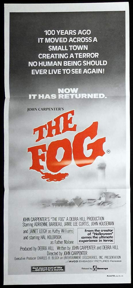 THE FOG Original Daybill Movie poster John Carpenter Jamie Lee Curtis Horror