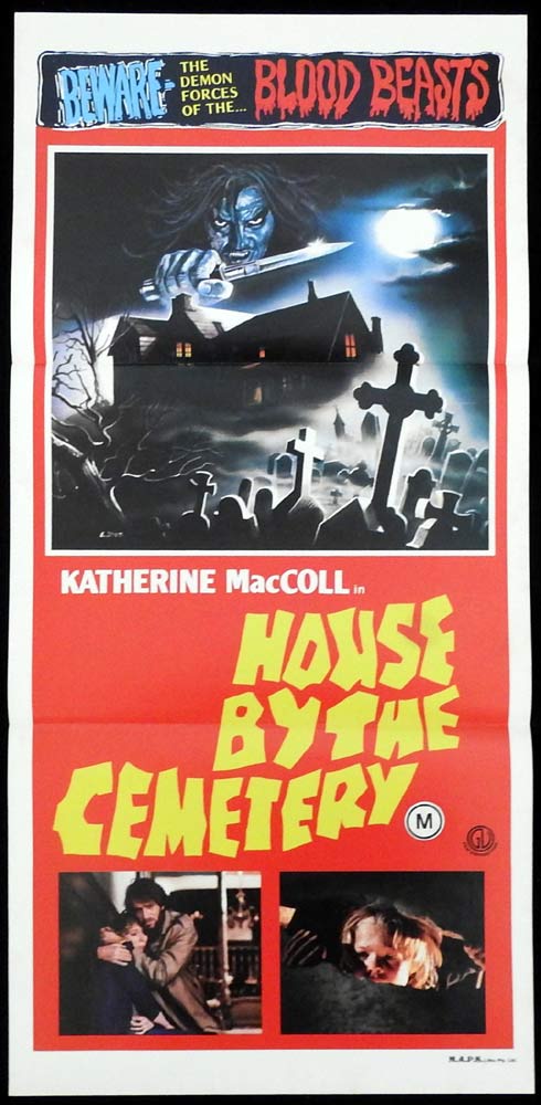 HOUSE BY THE CEMETERY Original daybill Movie Poster Lucio Fulci Horror Slasher