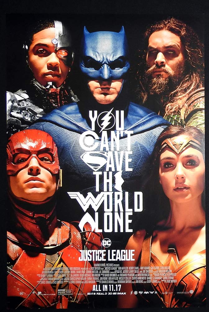 JUSTICE LEAGUE Original DS US Rolled One sheet Movie poster Ben Affleck Henry Cavill