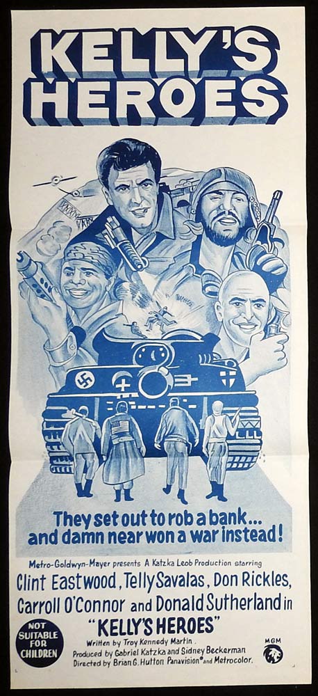 KELLY’S HEROES Original Blue Style Daybill Movie poster Clint Eastwood Telly Savalas