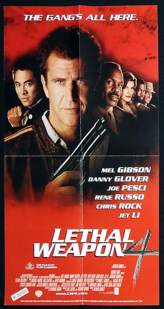 LETHAL WEAPON 4 Original Daybill Movie poster Mel Gibson Danny Glover Joe Pesci