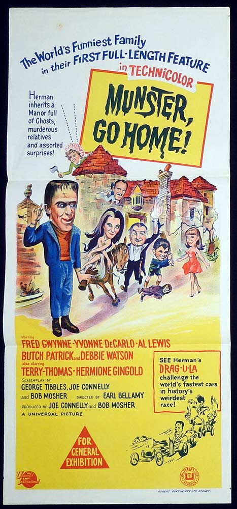 MUNSTER GO HOME Original Daybill Movie Poster Fred Gwynne Yvonne De Carlo