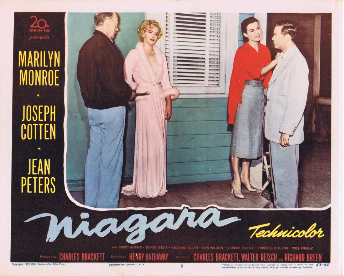 NIAGARA Original Lobby Card 3 Marilyn Monroe Joseph Cotten