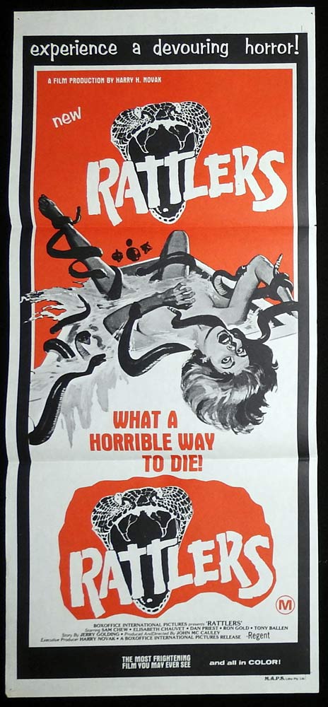 RATTLERS Original Daybill Movie poster Elisabeth Chauvet Horror Snake