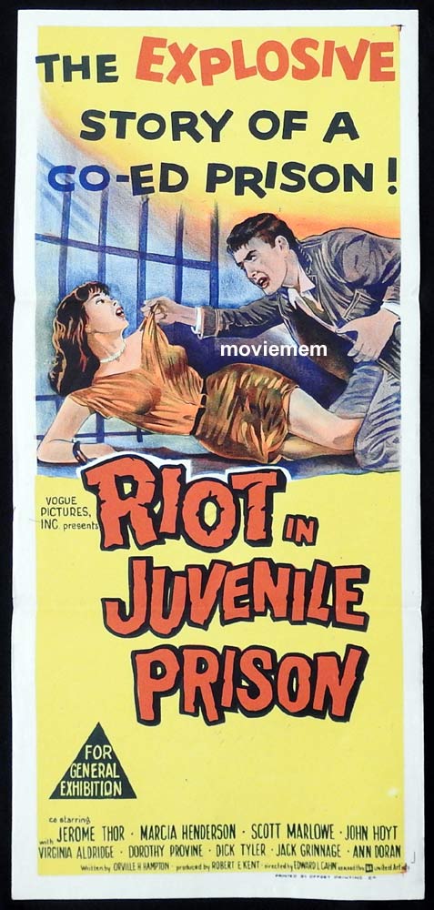 RIOT IN JUVENILE PRISON Original RARE Daybill Movie poster Jerome Thor Scott Marlowe