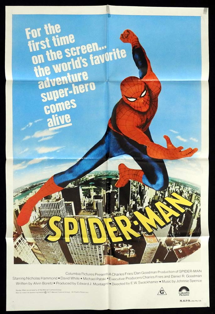 SPIDER-MAN Original One sheet Movie poster Nicholas Hammond Lisa Eilbacher 1978