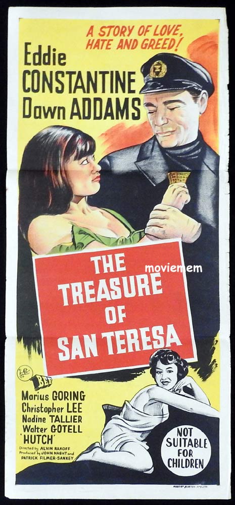 THE TREASURE OF SANTA TERESA Original Daybill Movie poster Eddie Constantine Christopher Lee