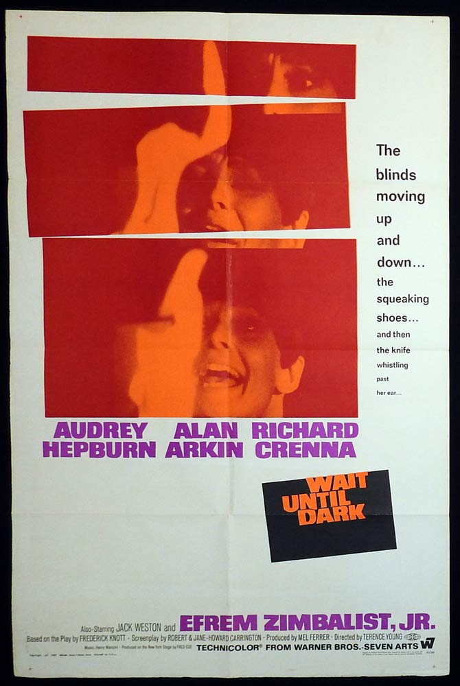 WAIT UNTIL DARK Original US One sheet Movie poster Audrey Hepburn Alan Arkin