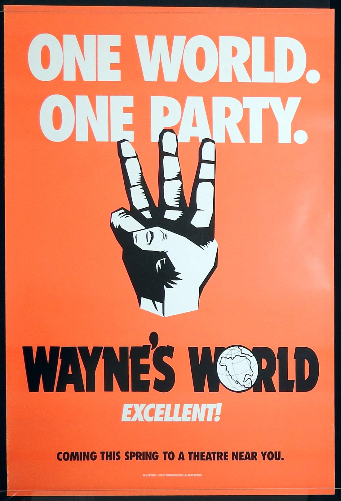 WAYNE’S WORLD Original DS ADV One sheet Movie poster Mike Myers Dana Carvey Rob Lowe