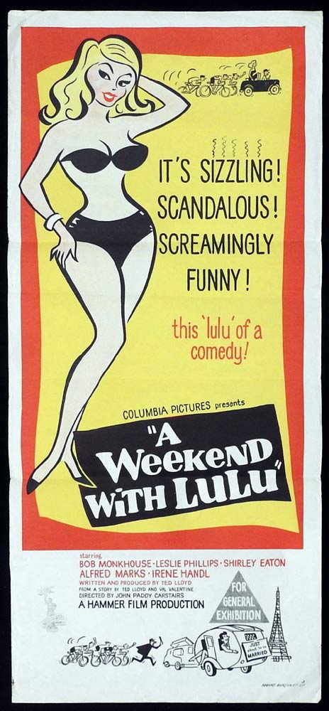 A WEEKEND WITH LULU Original Daybill Movie poster HAMMER FILM Bob Monkhouse