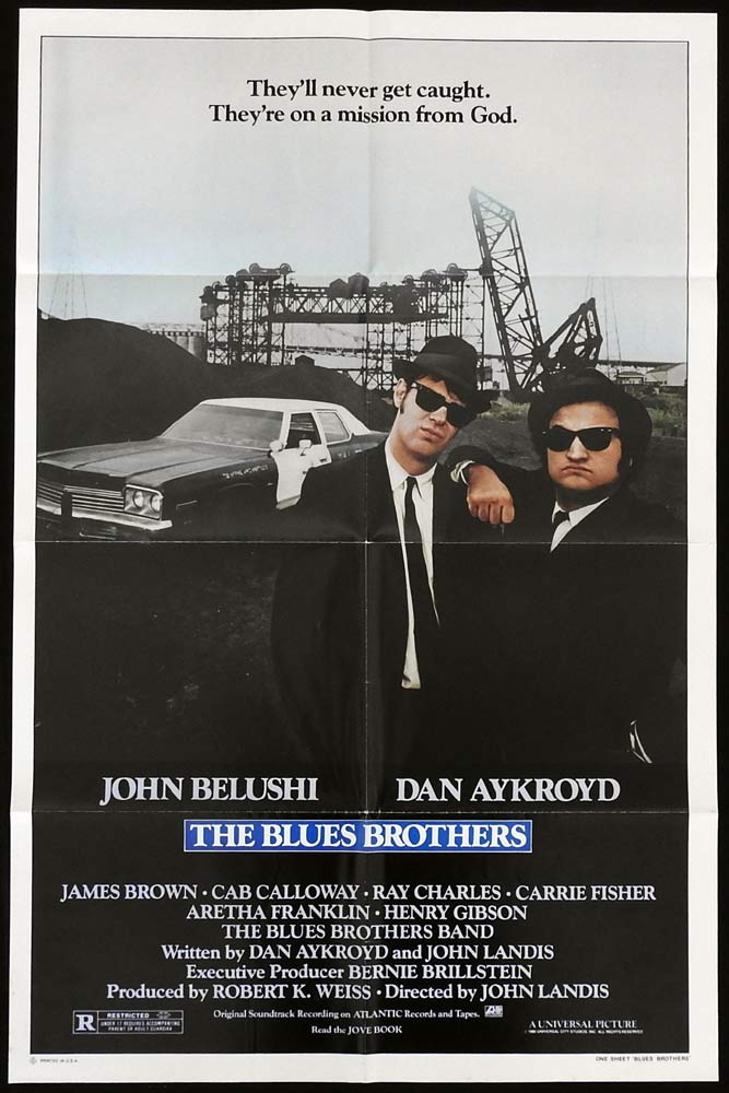 THE BLUES BROTHERS Original US One Sheet Movie poster John Belushi Dan Aykroyd