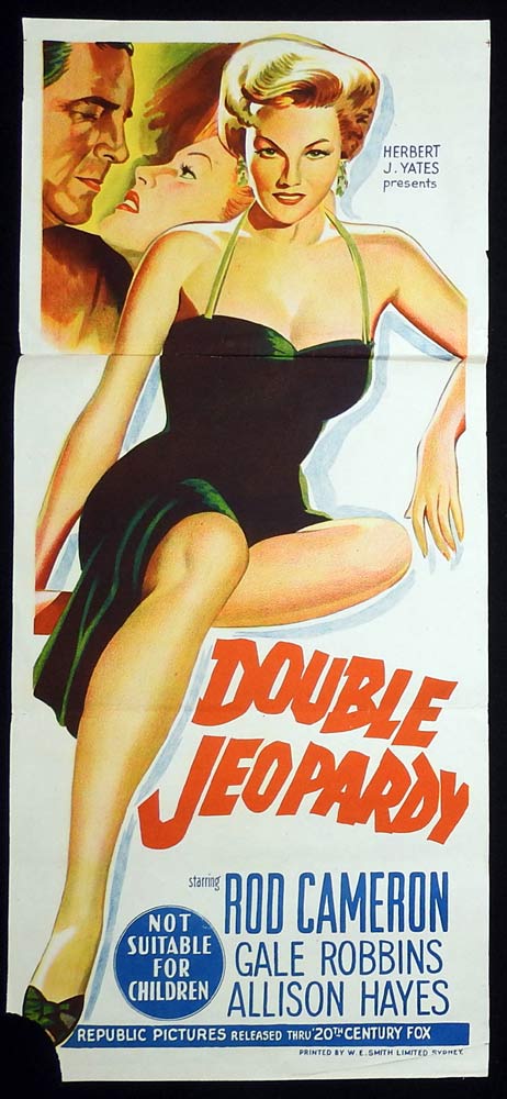 DOUBLE JEOPARDY Original Daybill Movie Poster Rod Cameron Gale Robbins Film Noir