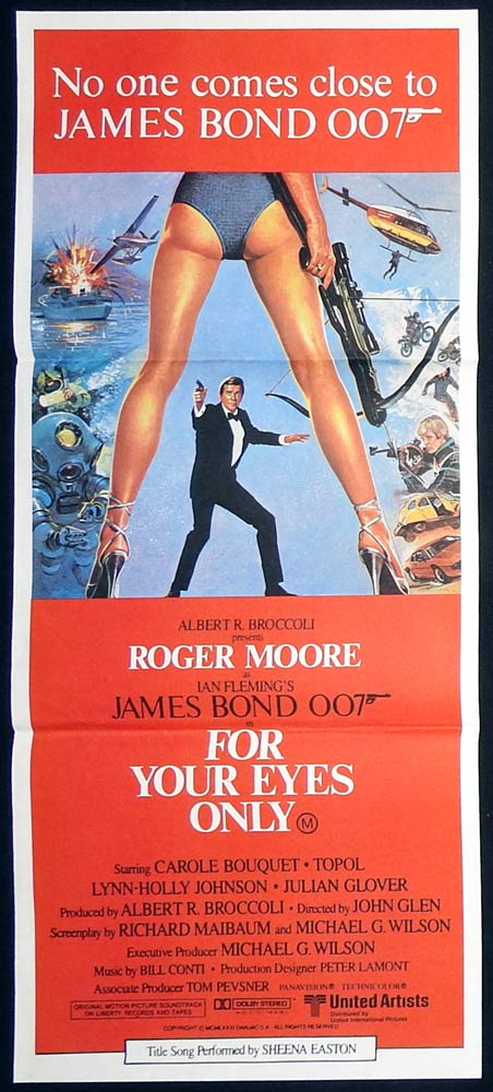 FOR YOUR EYES ONLY Original Australian daybill Movie poster James Bond 007 Roger Moore B