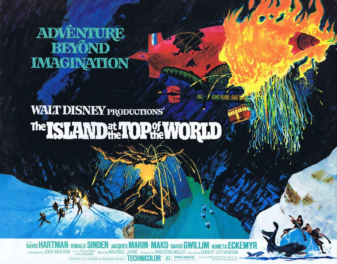 ISLAND AT THE TOP OF THE WORLD Original Title Lobby Card Disney Sci Fi Donald Sinden